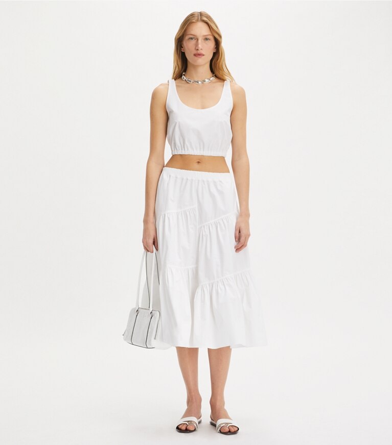 Tory Burch designer copricostume Top in popeline di cotone in White front