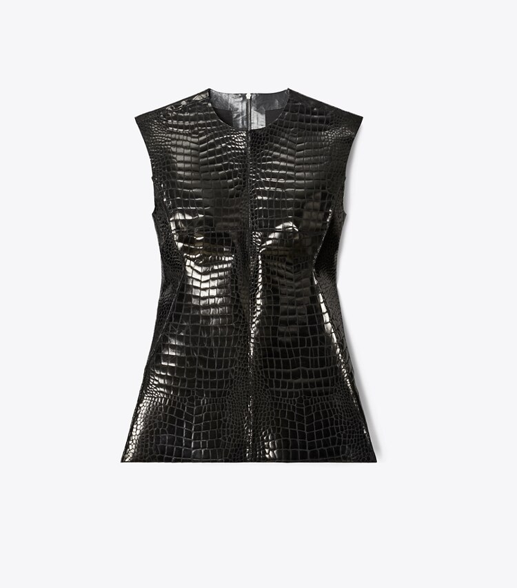 Tory Burch designer tops Top in similpelle effetto coccodrillo in Black front
