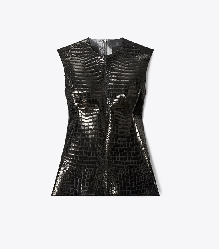 Tory Burch designer tops Top in similpelle effetto coccodrillo in Black front