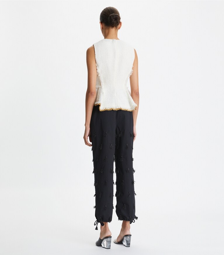 Tory Burch designer tops Top in tweed di cotone in Vanilla front