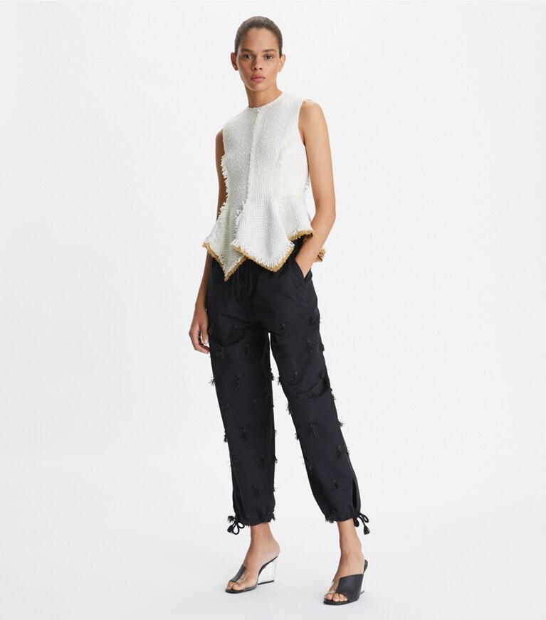 Tory Burch designer tops Top in tweed di cotone in Vanilla front
