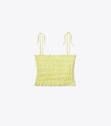 Tory Burch designer copricostume Top in viscosa con lavorazione a punto smock in Lumen front