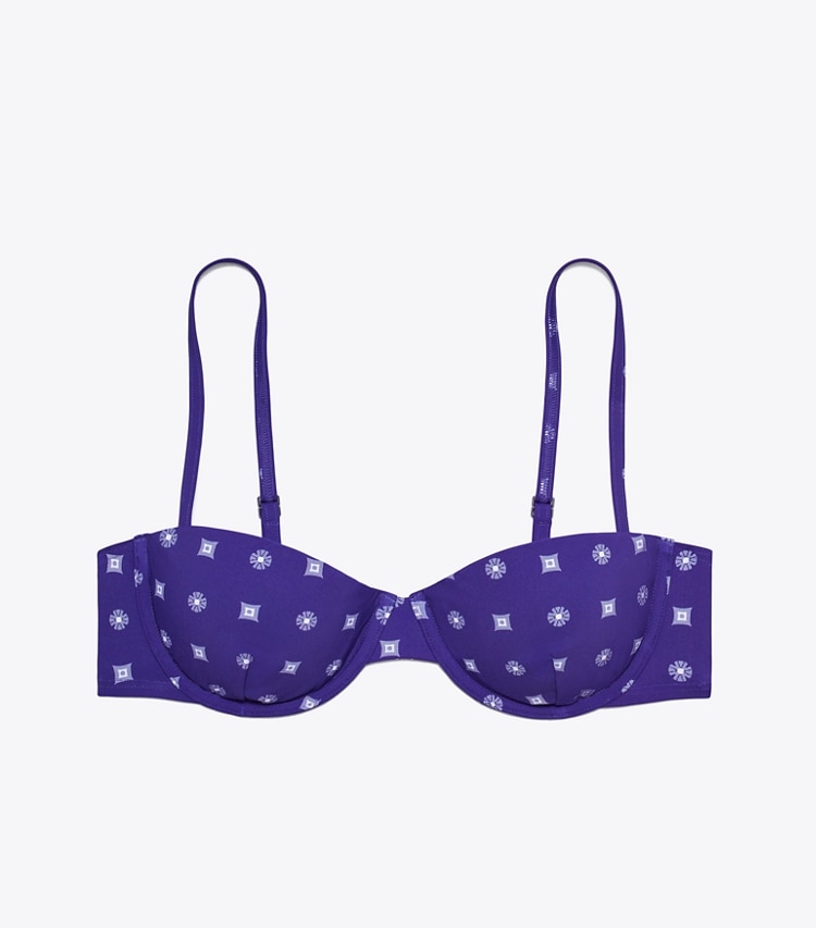 Tory Burch designer bikini Top per bikini a balconcino in Ballpoint Ink Nothing Ditsy front