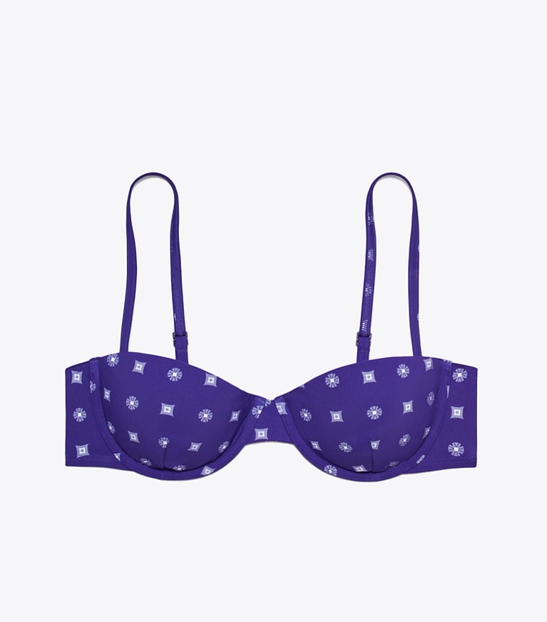 Tory Burch designer bikini Top per bikini a balconcino in Ballpoint Ink Nothing Ditsy front