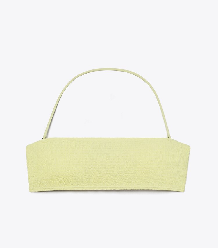 Tory Burch designer bikini Top per bikini a fascia con lavorazione a punto smock in Lumen front