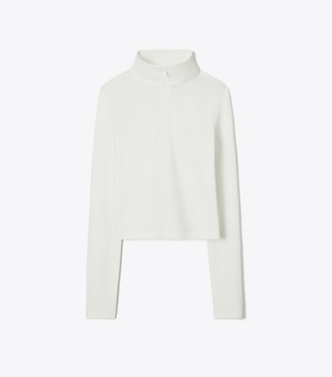 Tory Burch diseñador tops Top recortado de jacquard en Snow White frente