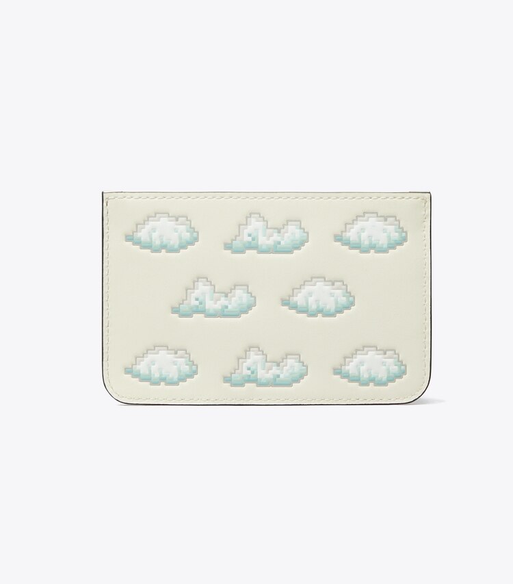 Tory Burch designer card cases Top-Zip Card Case in Misty Cloud back