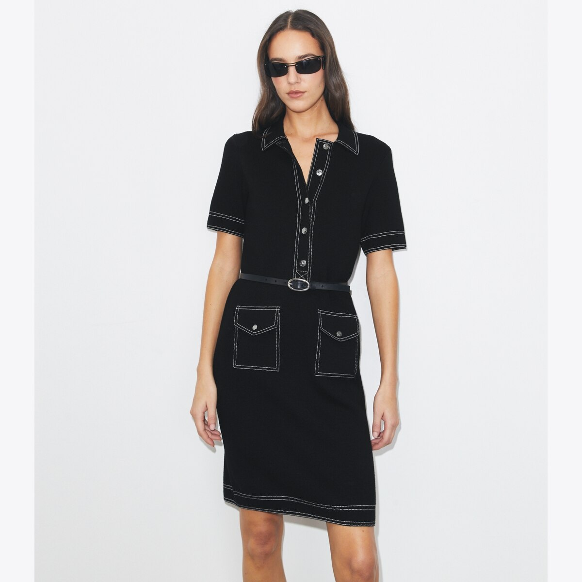 TOPSTITCH WOOL CAMP DRESS - thumbnail 2