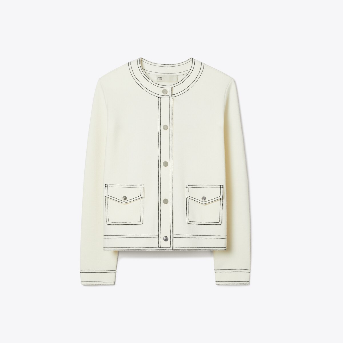 Topstitch Wool Cardigan: Women's Designer Sweaters | Tory Burch