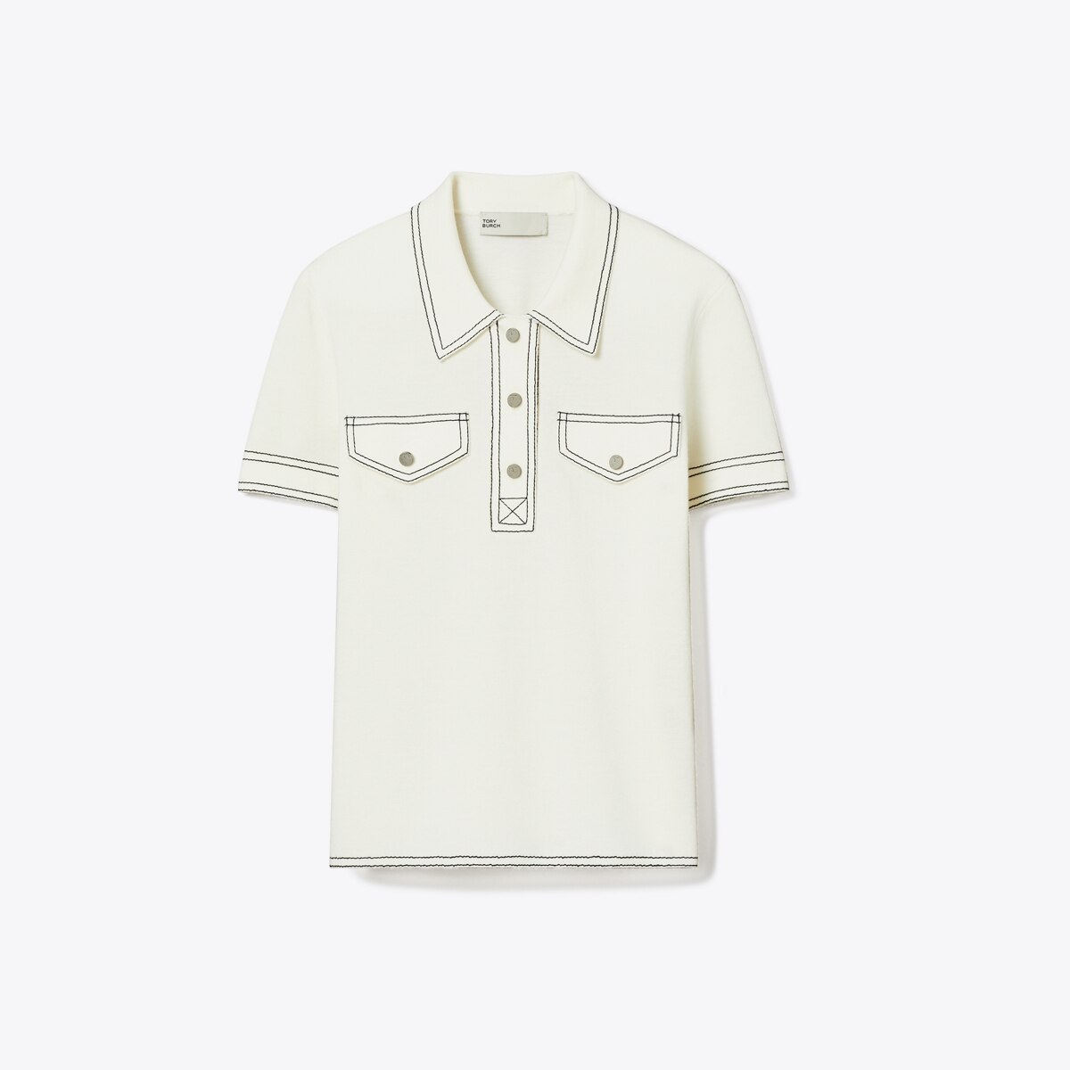 Topstitch Wool Polo: Women's Designer Sweaters | Tory Burch