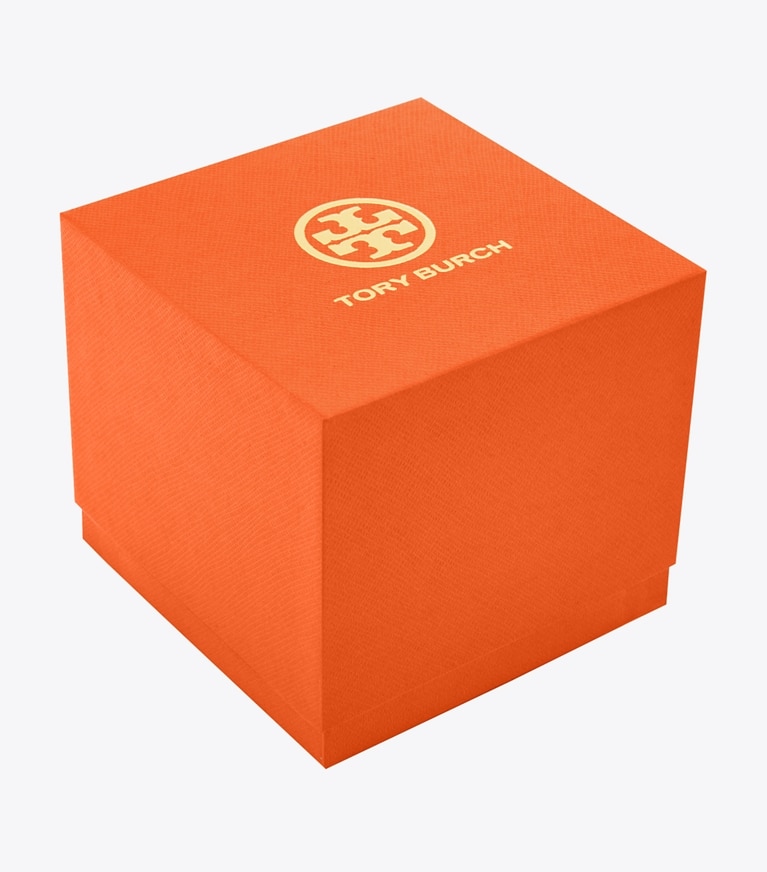 Tory Burch designer armbanduhren Tory Armbanduhr aus goldfarbenem Edelstahl in IVORY/GOLD front