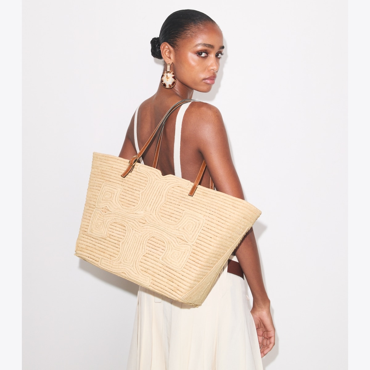 Tory Burch x Doum for Women Large Ella Raffia Tote: Women's