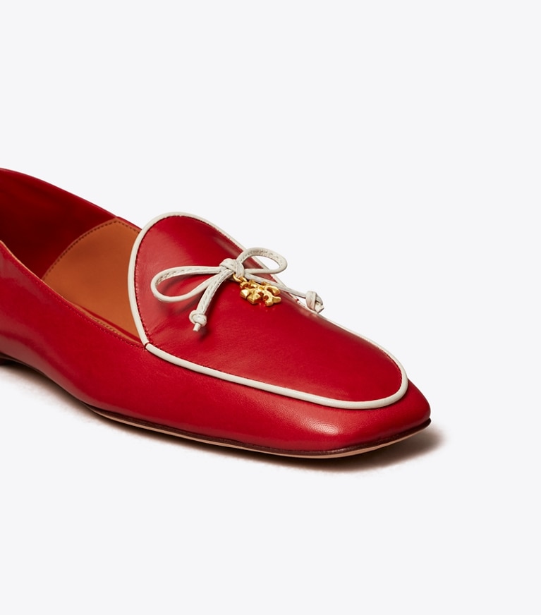 Tory Burch designer flats Tory Charm Loafer in TORY RED / NEW CREAM angle