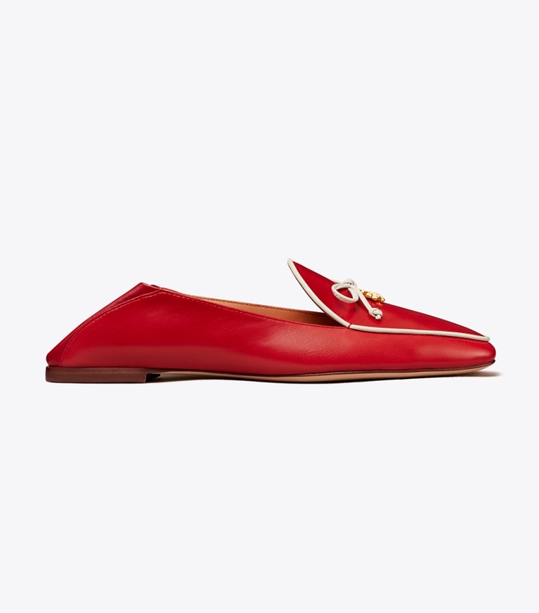 Tory Burch designer flats Tory Charm Loafer in TORY RED / NEW CREAM angle