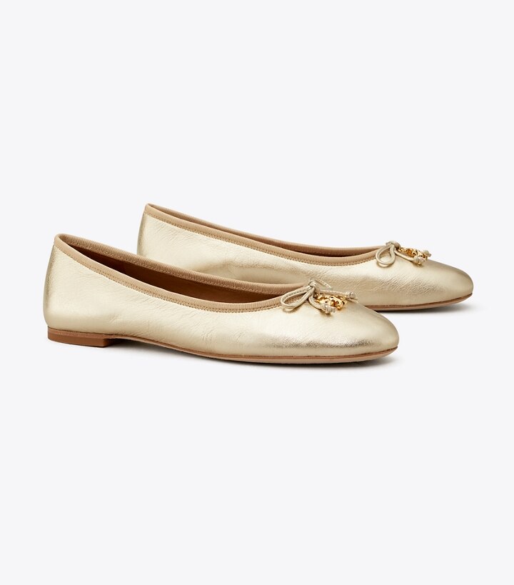 tory burch metallic ballet flats