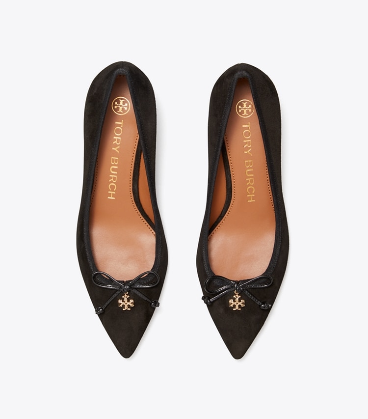 Tory Burch designer heels Tory Charm Suede Pump in PERFECT BLACK / PERFECT BLACK overhead