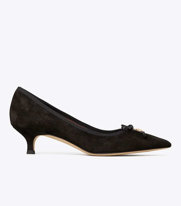 Tory Burch designer heels Tory Charm Suede Pump in PERFECT BLACK / PERFECT BLACK side