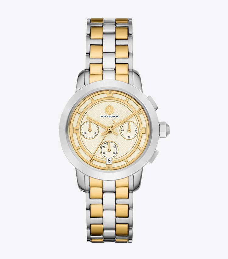 Tory Burch designer strap watches Tory Chronograph Watch in IVORY/TWO-TONE front