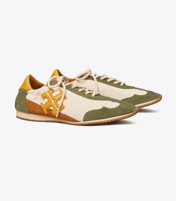 Tory Burch designer sneakers Tory Sneaker in French Cream / Palm Leaf / LIGHT TUMERIC angle