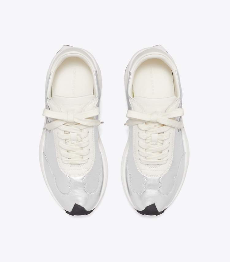 Tory Burch designer sneakers Tory Sneaker in METALLIC SILVER/SILVER SPECCHIO/CREAM von oben
