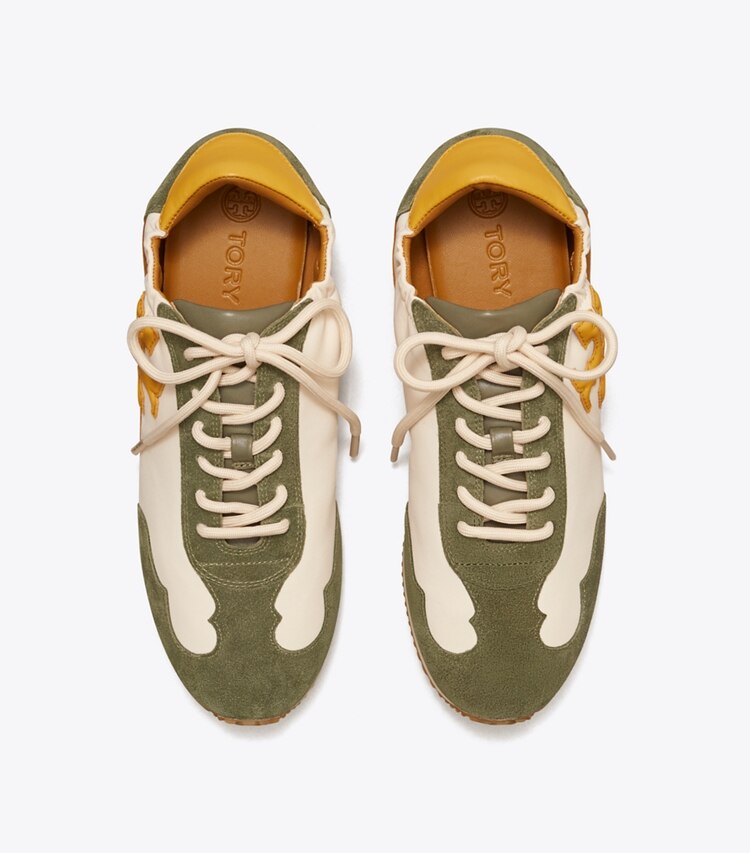 Tory Burch designer sneakers Tory Sneaker in French Cream / Palm Leaf / LIGHT TUMERIC overhead