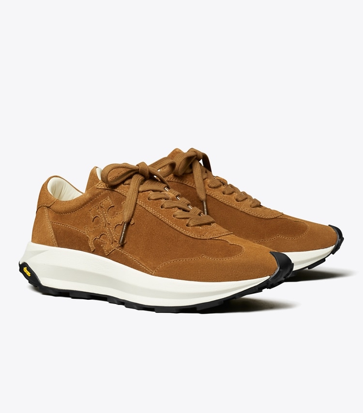 Tory Burch designer sneakers Tory Trainer in COGNAC BROWN angle