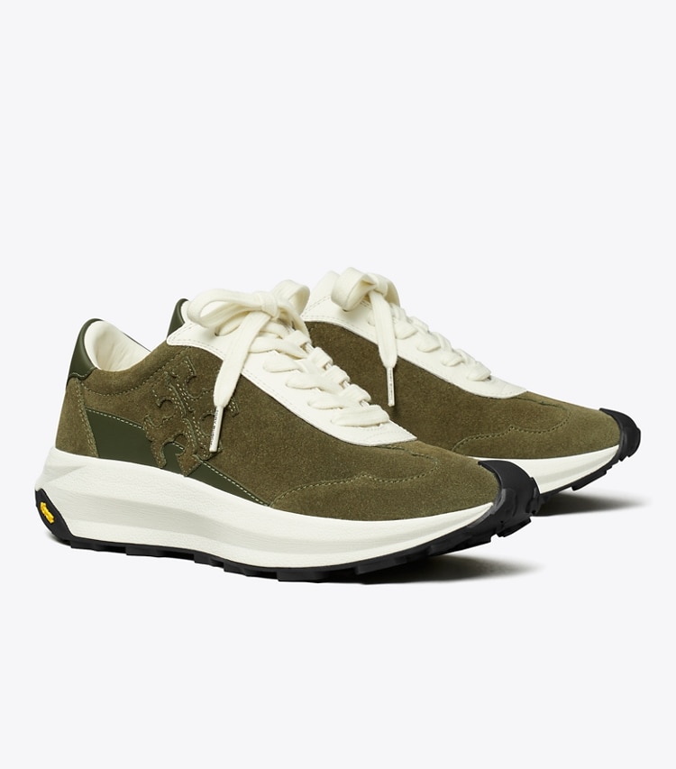 Tory Burch designer sneakers Tory Trainer in LECCIO / BLANC / AMBER YELLOW angle