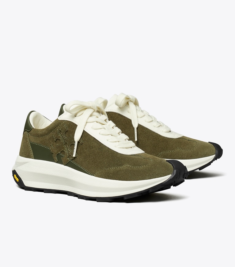 Tory Burch designer sneakers Tory Trainer in LECCIO / BLANC / AMBER YELLOW angle