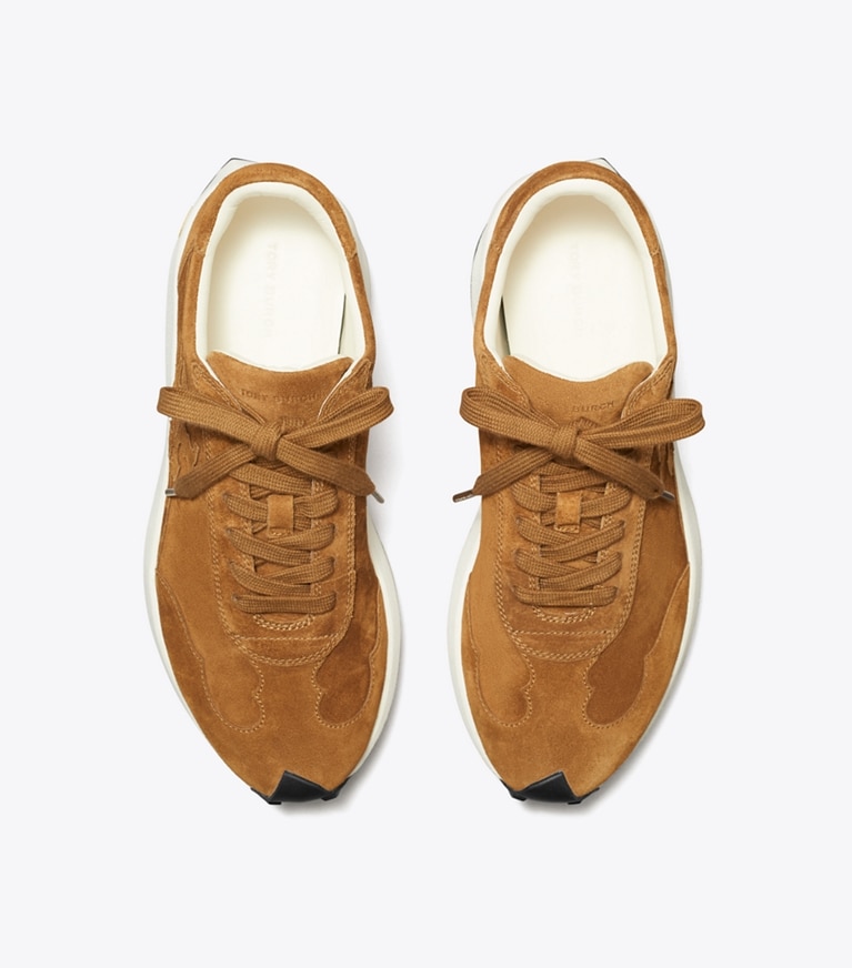 Tory Burch designer sneakers Tory Trainer in COGNAC BROWN angle