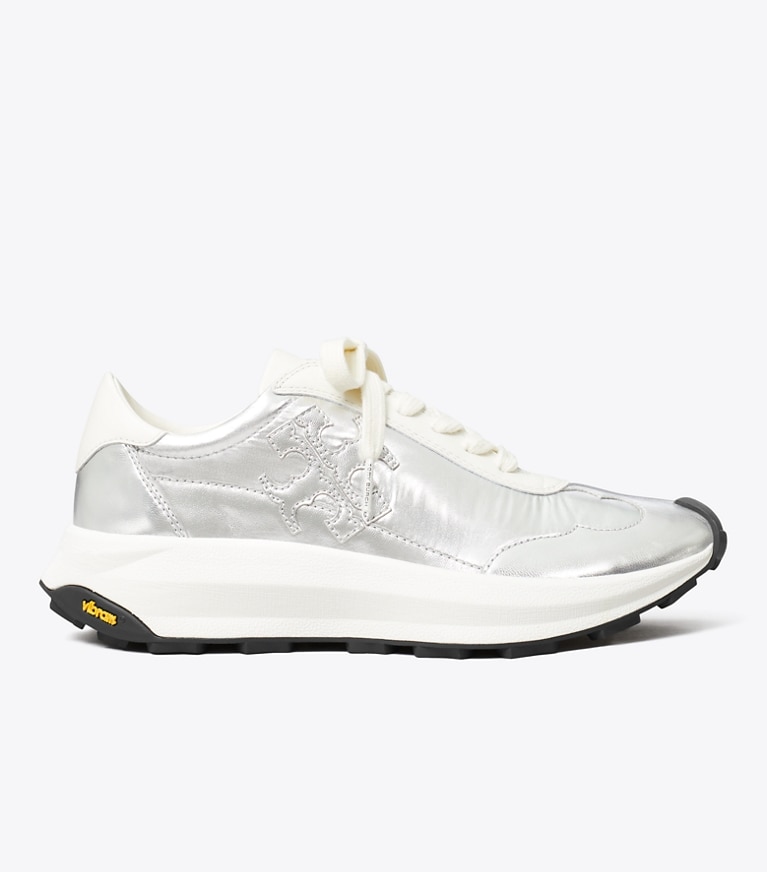 Tory Burch designer sneakers Tory Trainer in METALLIC SILVER/SILVER SPECCHIO/CREAM side