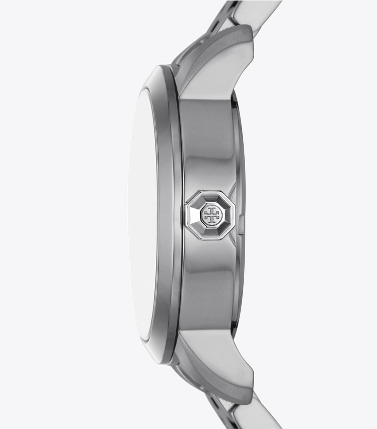 Tory Burch designer strap watches Tory Watch, Silver-Tone Stainless Steel in GREEN/SILVER front