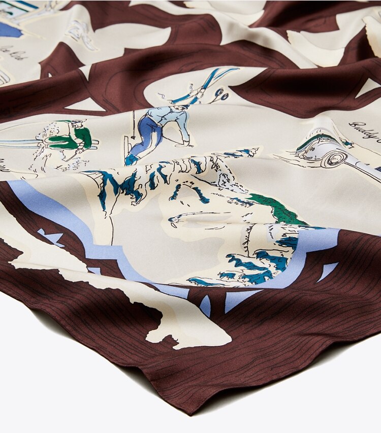 Tory Burch designer scarves Tory's Chalet Silk Square Scarf  in Vino detail