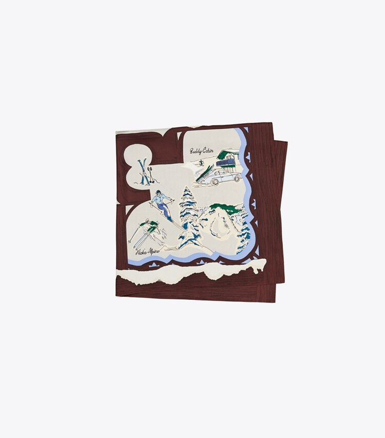 Tory Burch designer scarves Tory's Chalet Silk Square Scarf  in Vino folded