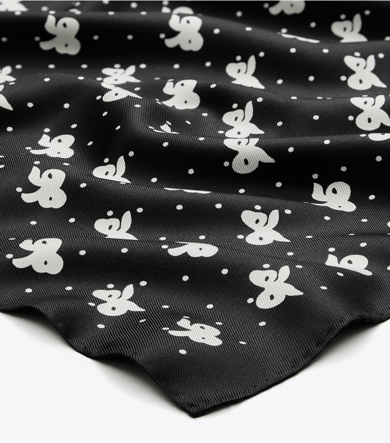 Tory Burch designer scarves Tossed Bows Neckerchief in Black Tossed Bows overhead