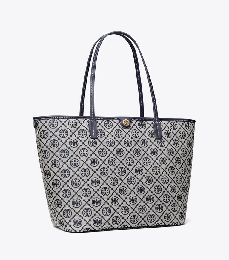 Tory Burch designer tote bags Tote Bag mit T-Monogramm und Reißverschluss in Tory Navy angle