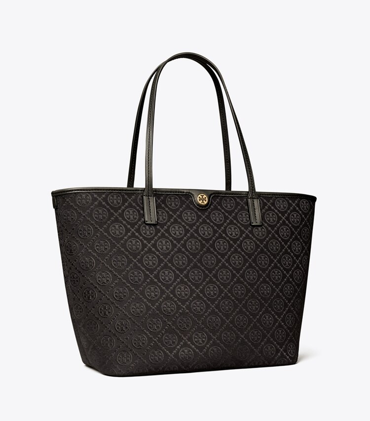 Tory Burch designer tote bags Tote Bag mit T-Monogramm und Reißverschluss in Black angle