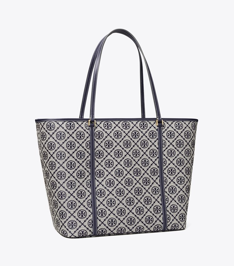 Tory Burch designer tote bags Tote Bag mit T-Monogramm und Reißverschluss in Tory Navy angle