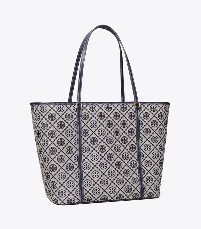 Tory Burch designer tote bags Tote Bag mit T-Monogramm und Reißverschluss in Tory Navy angle