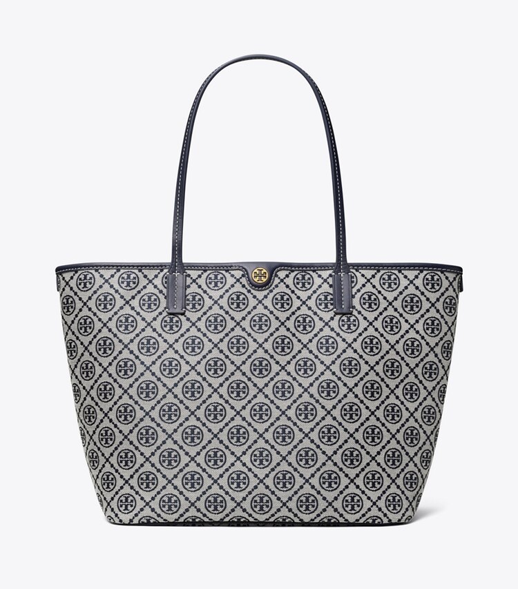 Tory Burch designer tote bags Tote Bag mit T-Monogramm und Reißverschluss in Tory Navy front