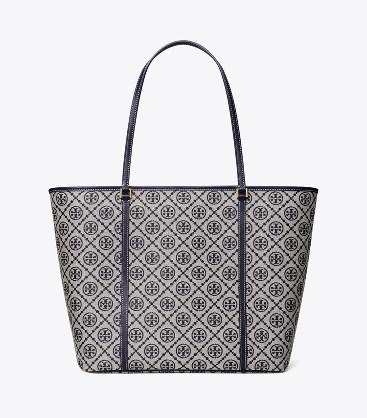 Tory Burch designer tote bags Tote Bag mit T-Monogramm und Reißverschluss in Tory Navy front