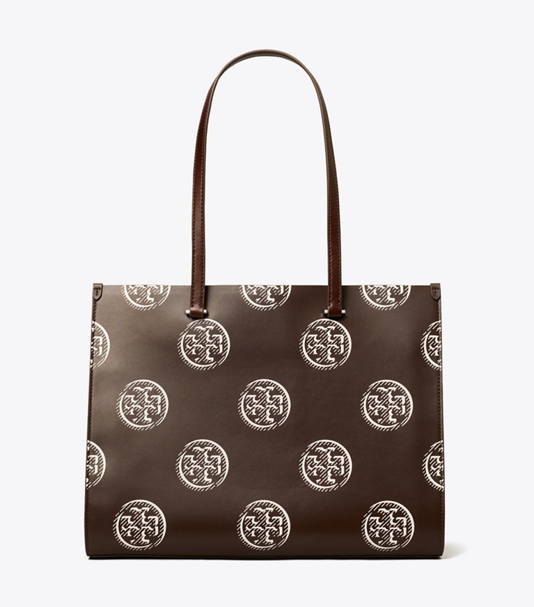 Tory Burch diseñador bolsos tote Tote con relieve en contraste y monograma T en Chocolate frente