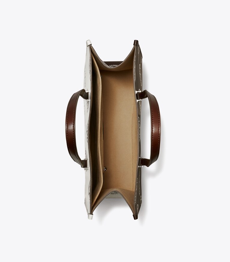 Tory Burch diseñador bolsos tote Tote con relieve en contraste y monograma T en Chocolate vista superior