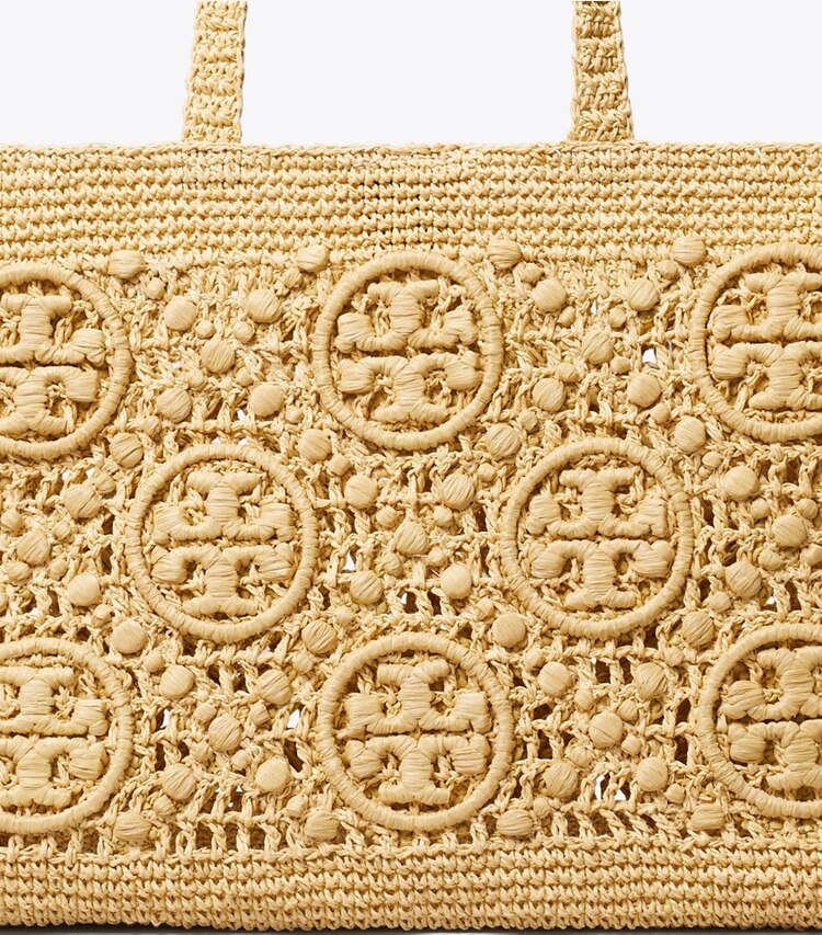 Tory Burch diseñador bolsos tote Tote de croché con monograma T en Natural detalle