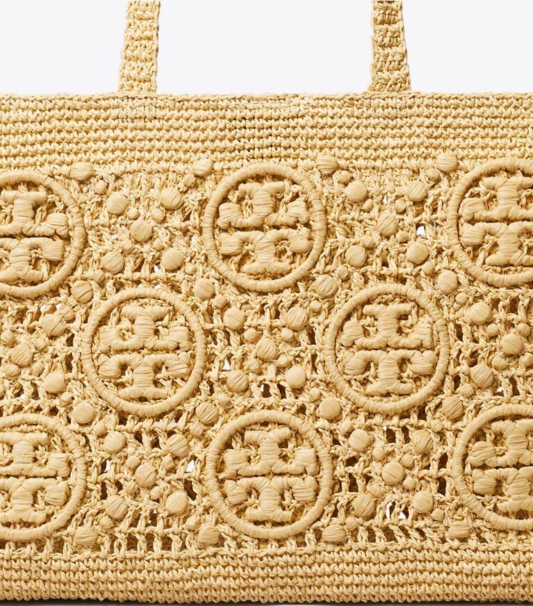 Tory Burch diseñador bolsos tote Tote de croché con monograma T en Natural detalle