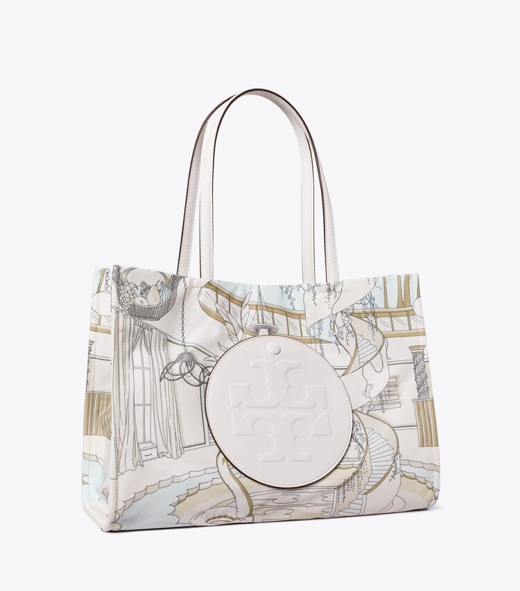 Tory Burch diseñador bolsos tote Tote estampado pequeño Ella en The Pool Beige ángulo