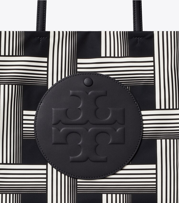 Tory Burch diseñador bolsos tote Tote estampado pequeño Ella en Brown Gradual Stripe Small detalle