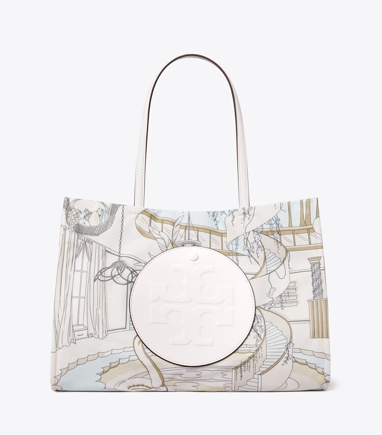 Tory Burch diseñador bolsos tote Tote estampado pequeño Ella en The Pool Beige frente