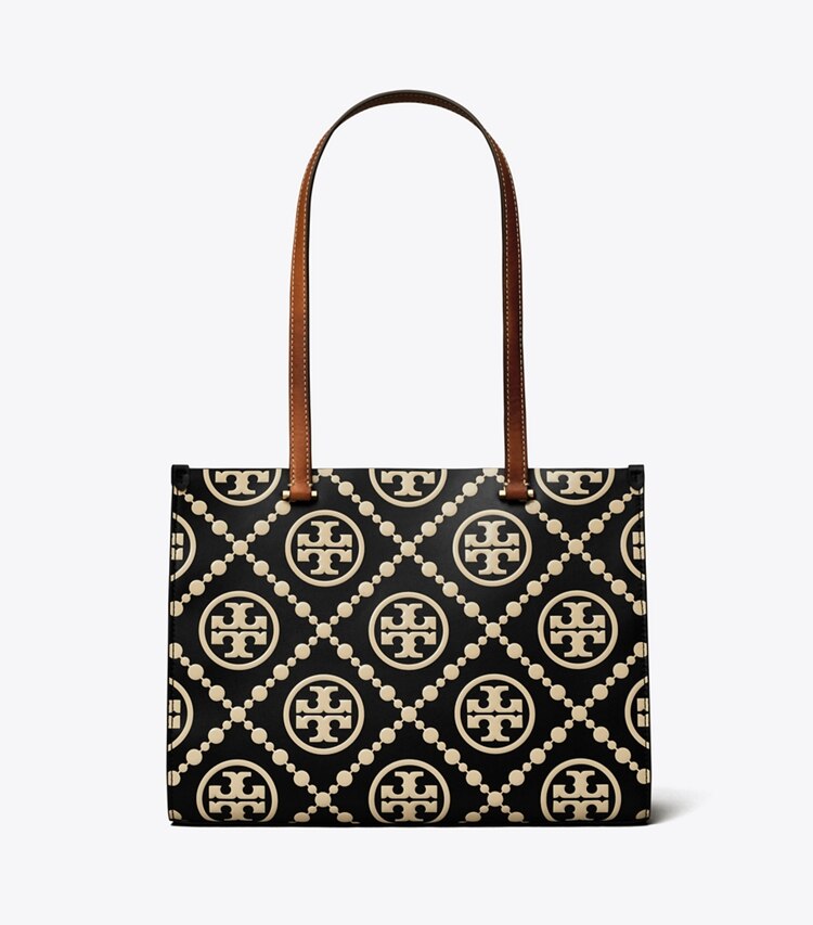 Tory Burch diseñador bolsos tote Tote pequeña con relieve en contraste con monograma T en Black/White frente