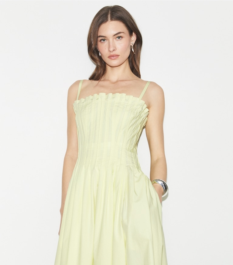 Tory Burch designer kleider Trägerloses Kleid aus Baumwoll-Popeline in Lumen front