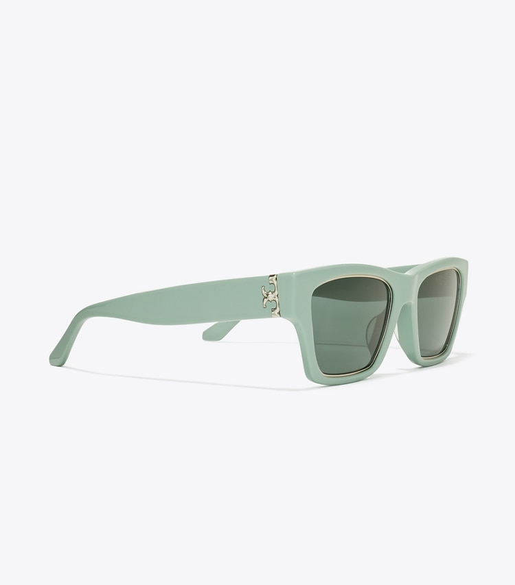 Tory Burch designer sunglasses & eyewear Trace Sunglasses in PERFECT MINT/SOLID GREEN detail